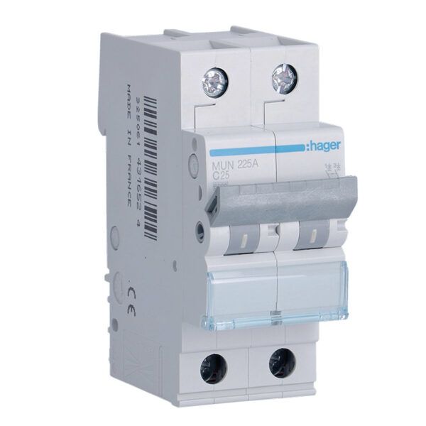 Interruptor automático magnetotérmico serie MU 2P 25A curva C 6KA