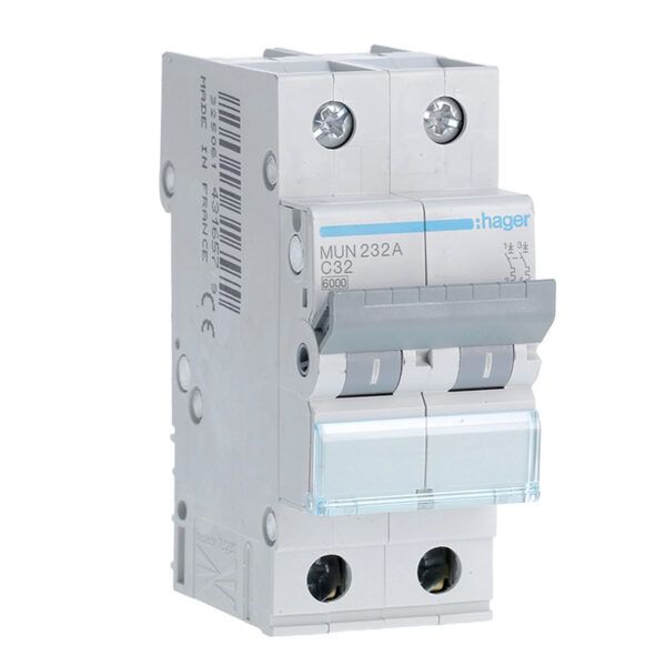 Interruptor automático magnetotérmico serie MU 2P 32A curva C 6KA