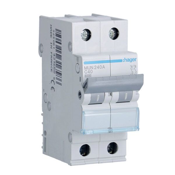 Interruptor automático magnetotérmico serie MU 2P 40A curva C 6KA