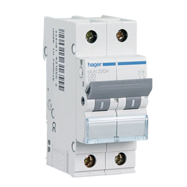 Interruptor automático magnetotérmico serie MU 2P 50A curva C 6KA