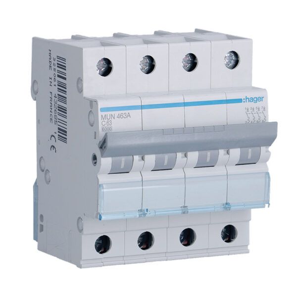 Interruptor automático magnetotérmico serie MU 4P 63A curva C 6KA