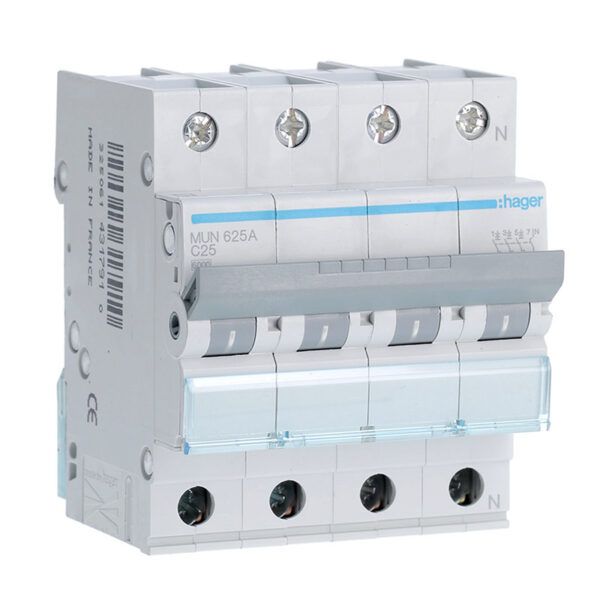 Interruptor automático magnetotérmico serie MU 3P+N 25A curva C 6KA