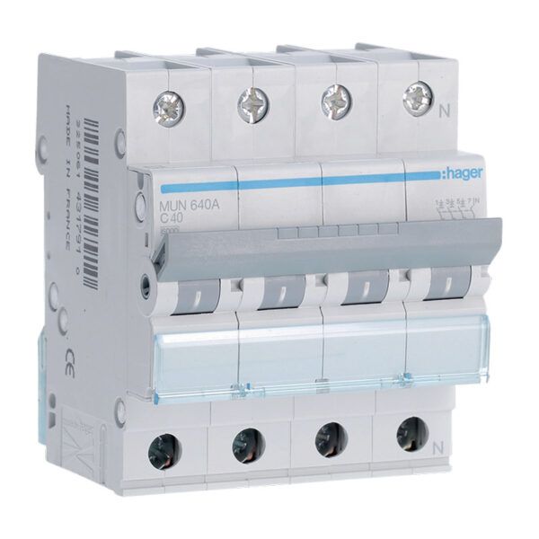 Interruptor automático magnetotérmico serie MU 3P+N 40A curva C 6KA