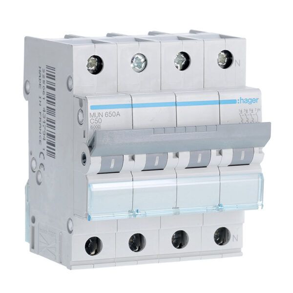 Interruptor automático magnetotérmico serie MU 3P+N 50A curva C 6KA