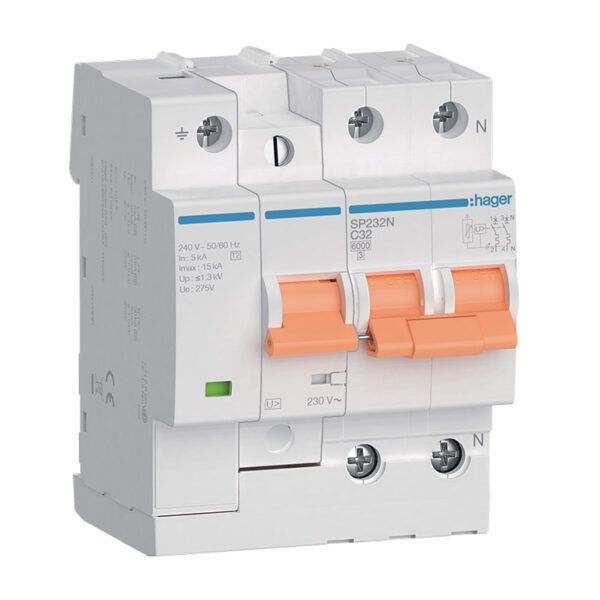 Protección combinada P+T 2P 32A C para vivienda