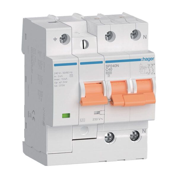 Protección combinada P+T 2P 40A C para vivienda