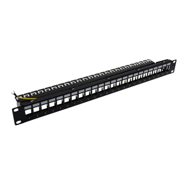 Panel rack 19" 1U-24xRJ45 + soporte cables