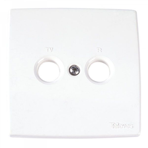 Embellecedor blanco 2 conectores TV-R