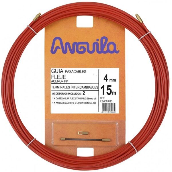 Pasacables acero nylon 4mm 15m rojo