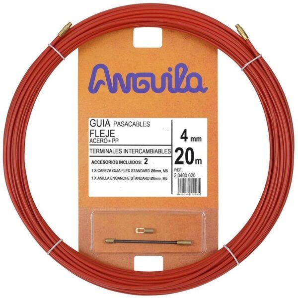 Pasacables acero nylon 4mm 20m rojo