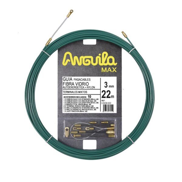 Pasacables ANGUILA MAX 3mm fibra de vidrio / nylon 22m verde