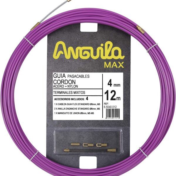 Pasacables ANGUILA MAX 4mm acero / nylon 12m lila