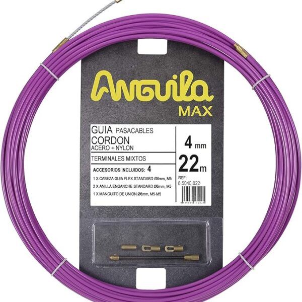 Pasacables ANGUILA MAX 4mm acero / nylon 22m lila