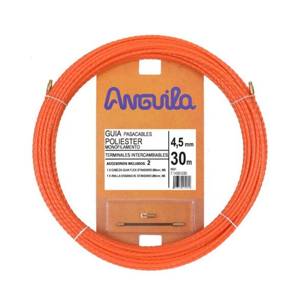Pasacables poliéster trenza monofilamento diámetro 4,5mm 30m naranja