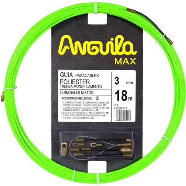 Trenzado mono terminables intercambiables 18m ANGUILA MAX diámetro 3mm verde fluor