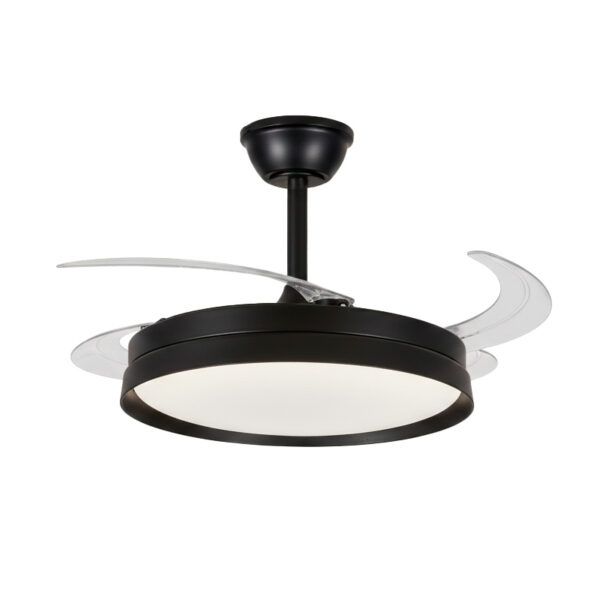 Ventilador de techo LED Ø106; motor DC; con aspas retráctiles MELI; 72W; negro CCT