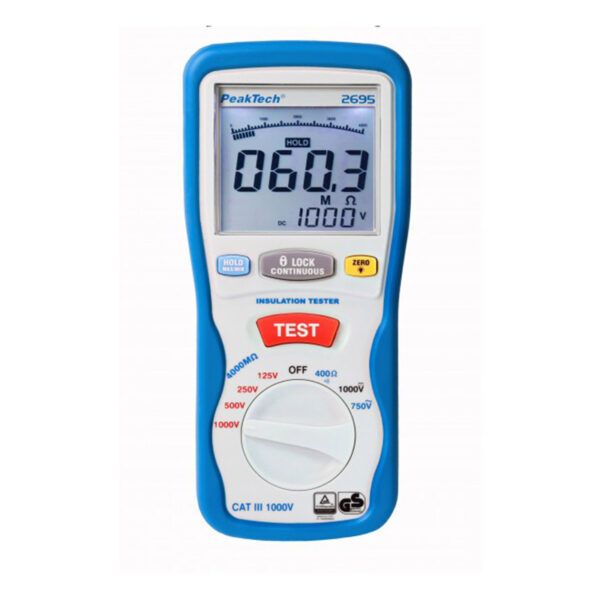 Medidor de Aislamiento @ 125/250/500/1000 V CC, 4 GΩ, 3½ dígitos