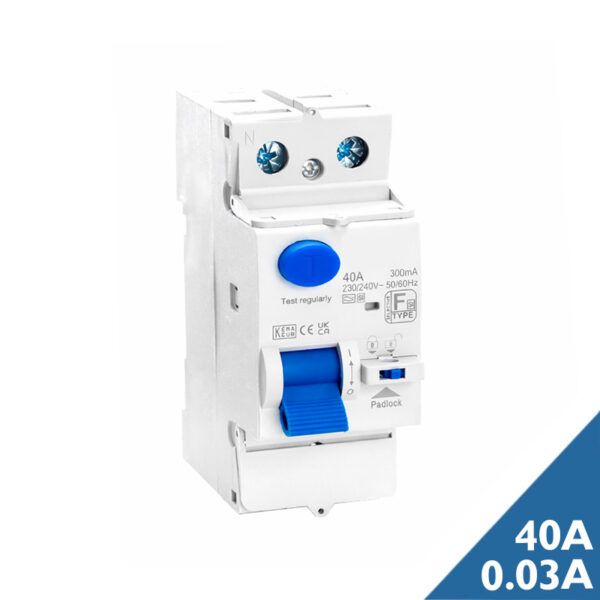 Interruptor diferencial monofásico superinmunizado tipo F-SI ATM; 2P; 40A; 30mA; 10kA