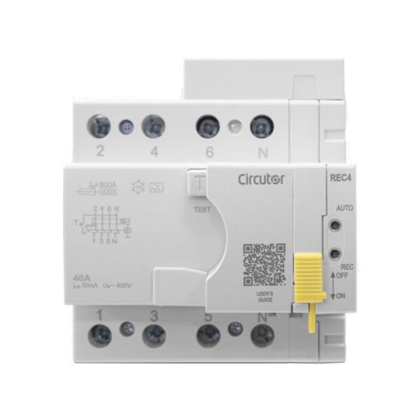 Interruptor diferencial trifásico rearme automático superinmunizado CIRCUITOR; 4P; 40A; 30mA; tipo A; 10kA